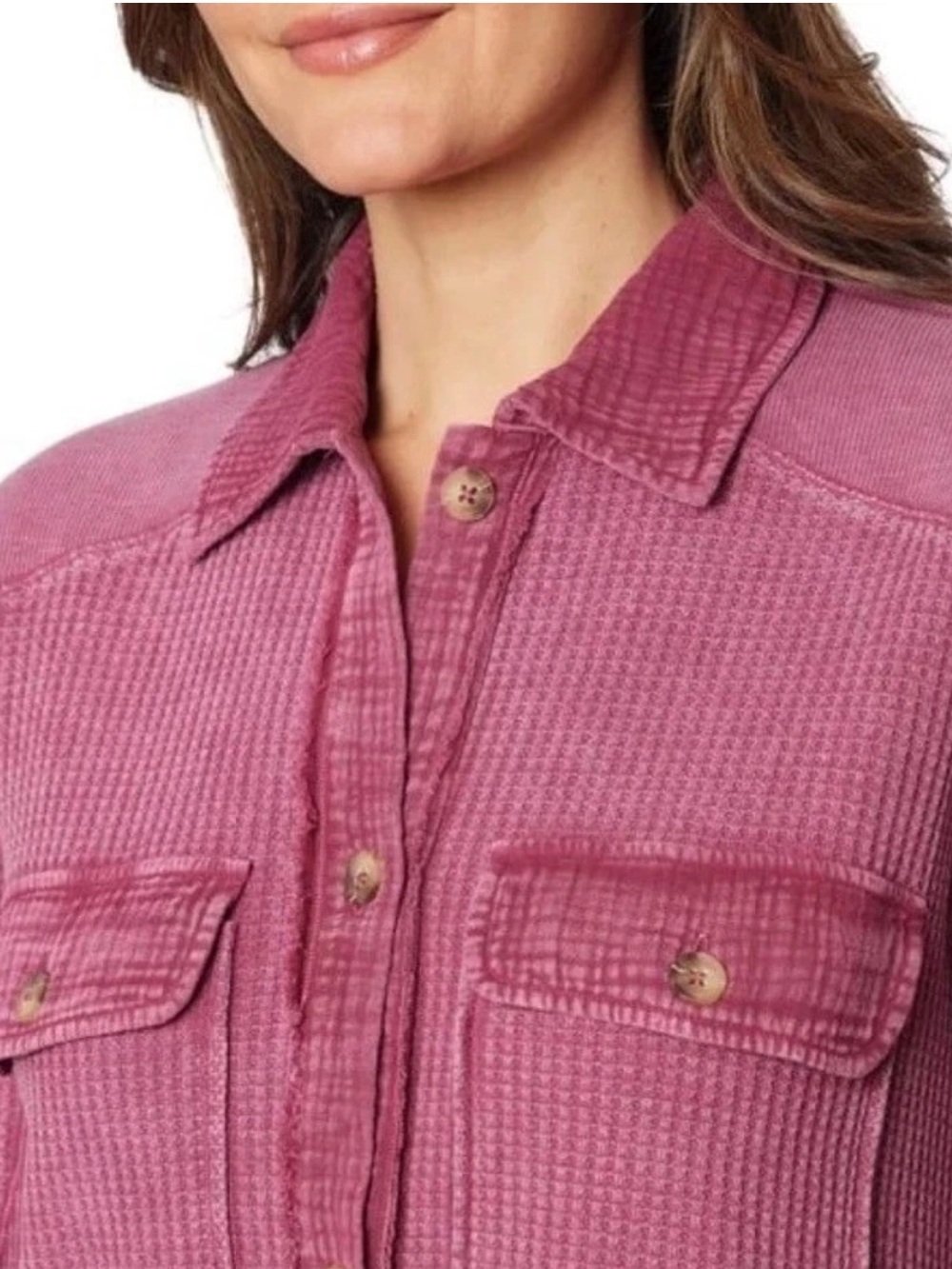 NWT Briggs New York Corduroy Button-Front Shirt Jacket in Mauve Pink Size XL - Picture 6 of 16